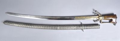 Très beau sabre de dignitaire marocain "Nimcha". Garde en fe… - Photo 1