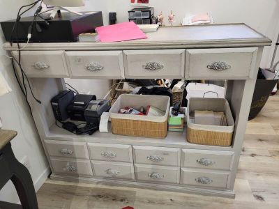 1 meuble caisse style console à 12 tiroirs en bois 130x40 ha…