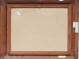 an old picture frame with a piece of paper taped to it