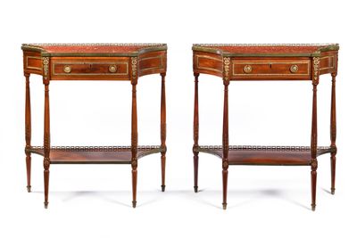 paire de tables d'appoint de style Louis II en acajou avec montures en laiton