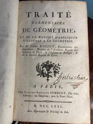 BOSSUT (Abbé): Traité élémentaire de géométrie, et de la man…