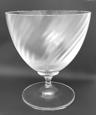 black and white photograph of a glass bowl on a table