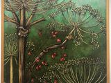 une peinture représentant une peinture d'un arbre chargé de baies