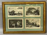 quatre tableaux représentant une scène de ferme avec du bétail et du bétail