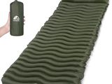 an image of a person holding a water bottle next to a sleeping pad
