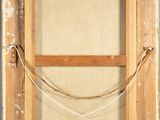 an old wooden window with a rope hanging from it ' s side