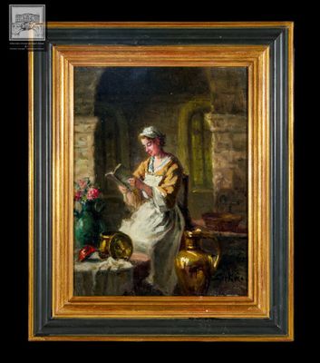 Albert Sorkau, "La cuisinière", huile sur panneau, signée en…