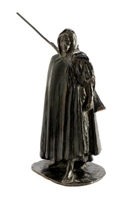 a statue of a man with a sword on a white background