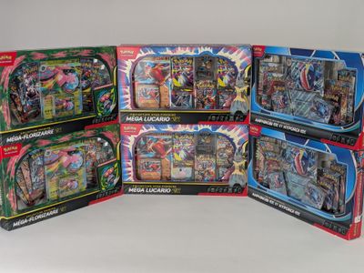 plusieurs types différents de cartes à collectionner Pokémon dans une vitrine