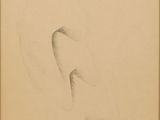 un vieux dessin représentant la tête d'une femme de profil, les yeux fermés