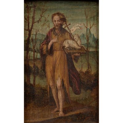 un tableau représentant un homme tenant un oiseau dans la main