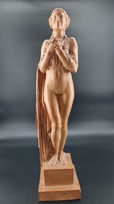 François COGNE - Sujet féminin en terre cuite, H : 52 cm