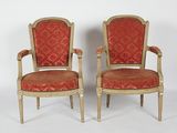 pair of louis xvi style armchairs with red upholstered upholstered upholstered upholstered upholstered upholstered upholstered uphol