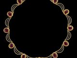 un collier en or et en garnétite, par personne