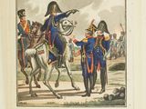 a drawing of a man on a horse and a man on a horse
