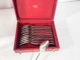 silverware in a red case on a white surface