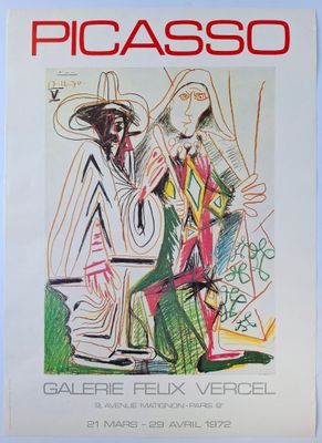 affiche de l'exposition « Picassoo » à Paris, en France, représentant un homme et une femme