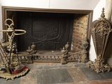 a fire place in the middle of a room with a fireplace