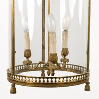 Lanterne d'entrée ancienne avec verre cylindrique, laiton do… (photo 6)