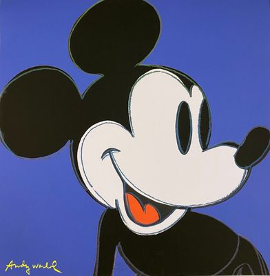 une image représentant un dessin de Mickey Mouse sur fond bleu