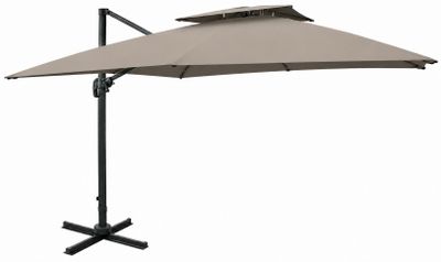 un gros plan d'un parapluie posé sur un support, sur fond blanc