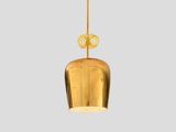 an image of a gold pendant light hanging from the ceiling