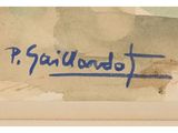 an image of a painting with a blue writing on the side of it