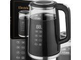 a black and silver electric coffee maker next to a box