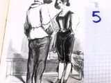 un dessin représentant un homme et une femme debout l'un à côté de l'autre