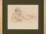 une image représentant le dessin d'une femme allongée sur le ventre