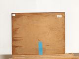 a picture of a piece of wood with a blue tape on it