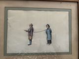 painting of a man and a woman on a rope
