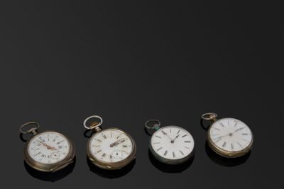 Quatre montres à cylindre en argent