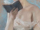 an image of a painting of a woman reading a book