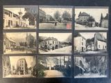 many pictures of old buildings in this picture