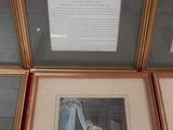 trois photos encadrées représentant une femme en robe et un homme en costume