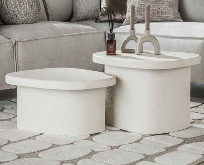 Lot de 2 tables basses , en marbre composite blanc, dimensio…