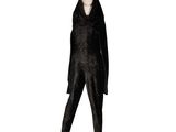 black cat costume on mannequin head on white background