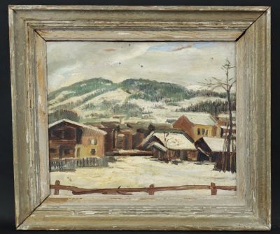 Dans le style de ZINGG "Ferme dans le Haut-Doubs sous la nei…