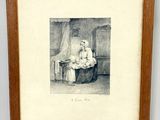un dessin en noir et blanc représentant une femme assise sur une chaise