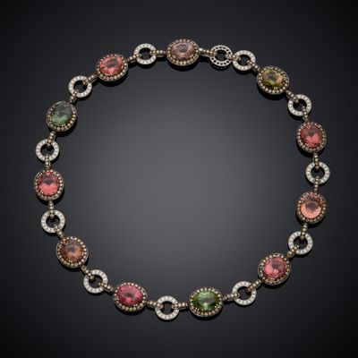 a tourmaline and diamond necklace, by person