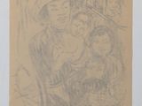 pencil drawing of a woman holding a child in her arms