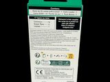 a box with a green label on it on a black background