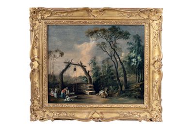 une image représentant un tableau représentant une scène de vie à la ferme avec un homme et une femme