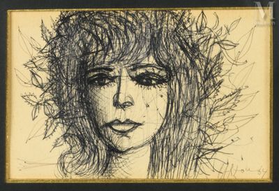 un dessin représentant le visage d'une femme dans un cadre noir