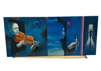 Yves GANNE (1931-2019) Le violoniste et femme à la bougie