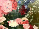 a painting of flowers in a vase on a table