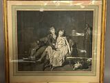 painting of a man and a woman sitting on a couch