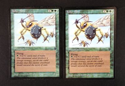 two cards that have a picture of a bee on them