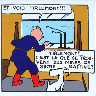 cartoon of a man and a dog looking out a window at a factory with smoke coming out of it